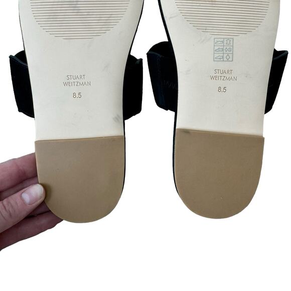 STUART WEITZMAN  Santorini scalloped suede sandals Black Size 8.5 - Picture 8 of 10